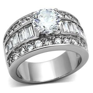 4.85 Ct Zirconia Stainless Steel Engagement Ring